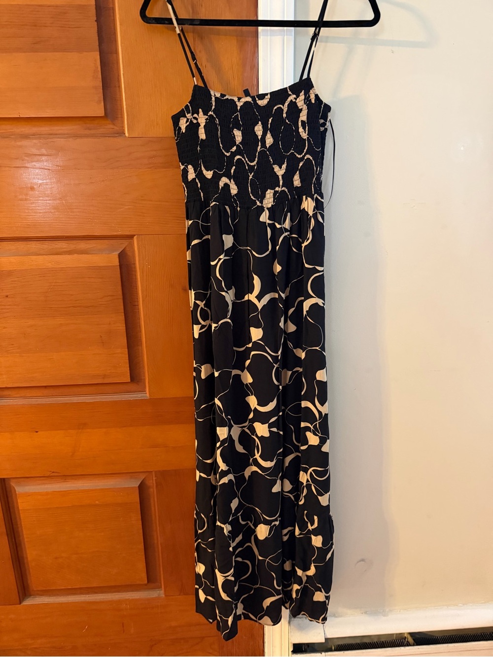 Vero Moda Black and Cream Patterned Spaghetti Strap Maxi Dress